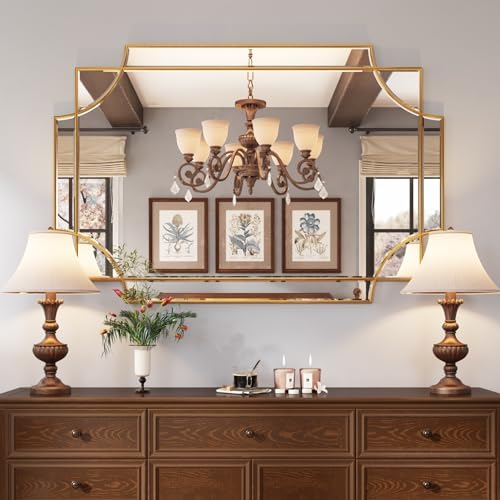 Kelly Miller 32"x48" Gold Foil Scalloped Edge Decorative Vanity Wall Mirror - Image 2