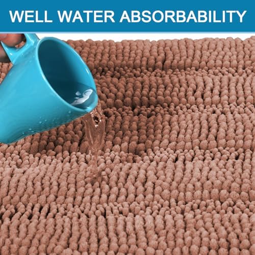 H.VERSAILTEX Bathroom Rugs Bath Rug Set 2 Piece Bathroom Contour Rug Toilet Mat Non Slip Contour Bath Rug Ultra Thick Water Absorbent Striped Bath Mats Washable(20" x 32" Plus 20" x 20" U, Muted Clay) - Image 5