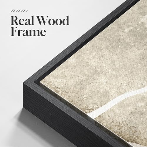 Large Framed Neutral Black Brown Abstract Wall Art for Living Room, 24x36 - Image 6