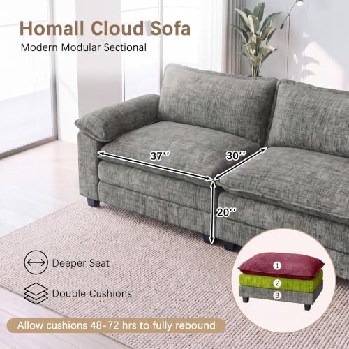 Homall 79.3" Loveseat Sofa, Cloud Sofa Couch, Deep Seat, Light Grey - Image 5