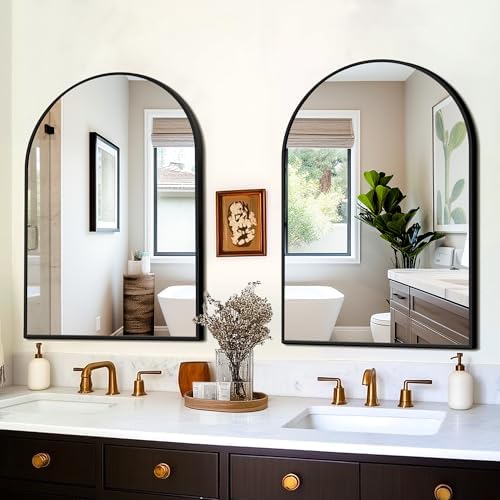 FICTOR 2 Pack 24" x 36" Arched Bathroom Vanity Mirror for Over Sink, Black - Image 3