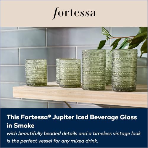 FORTESSA Jupiter Beaded Hobnail Glass Vintage Themed Drinkware Set, 13 Ounce Iced Beverage Glasses (Set of 6), Dishwasher-Safe, Smoke Gray - Image 5