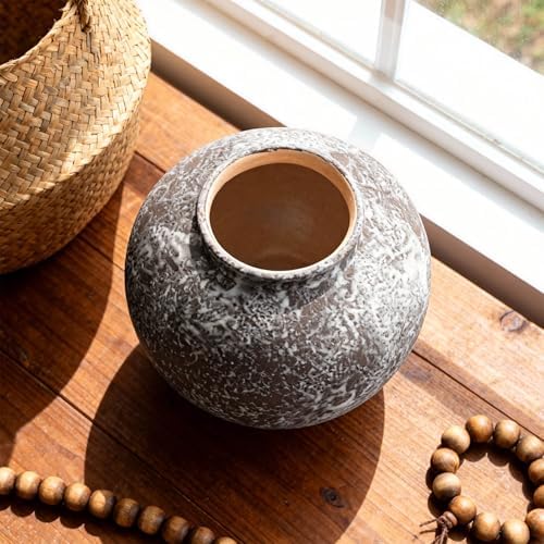 Rustic Ceramic Vintage Farmhouse Vase for Decor (Small Brush Black) - Image 7