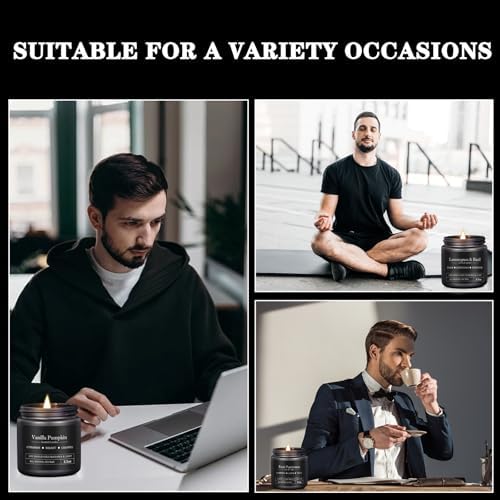 10 Pack Scented Candles for Men, Masculine Candle Gift Set with Woody & Fresh Scents, Soy Wax Aromatherapy Candles for Home, Gifts for Him, Boyfriend, Father's Day - Image 5