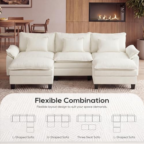 URRED Oversized Modular Sectional Sofa，White：122" U Shaped - Image 4