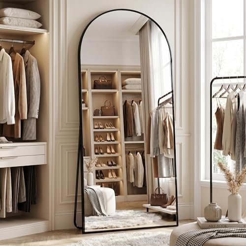 Full Length Mirror, 76" x 34" Arched Full Body Mirror Large Standing Floor Mirrors, Mirrors for Bedroom, Bathroom, Living Room Standing or Wall Leaning, Black - Image 4
