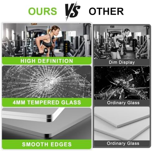 FICTOR Home Gym Mirror for Wall, 48"x24"x3 PCS Workout Mirrors for Home Gym - Image 3