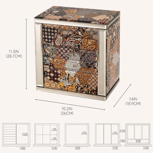 High End Glass Jewelry Box for Women, 5 Layer, Brown - Image 5
