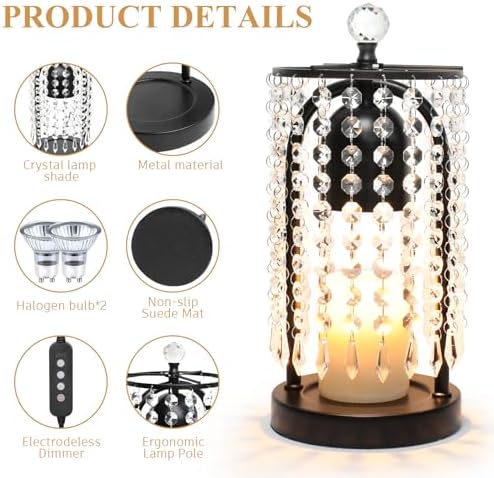 Candle Warmer Lamp with Timer and Dimmer - Electric Candle Warmer,Crystal Candle Lamp for Bedroom Decor, Flameless Scented Candle Light Warmer,House Warming Gifts New Home for Women - Image 2