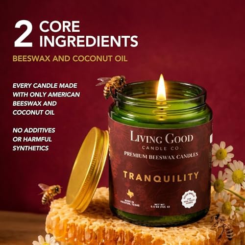 Tranquility – Chamomile & Lavender Essential Oils Beeswax Candle, Non Toxic Scented Candle, Clean Burning Aromatherapy Candle for Relaxation & Sleep, Gift for Busy Moms & Women - 5.5 OZ - Image 4
