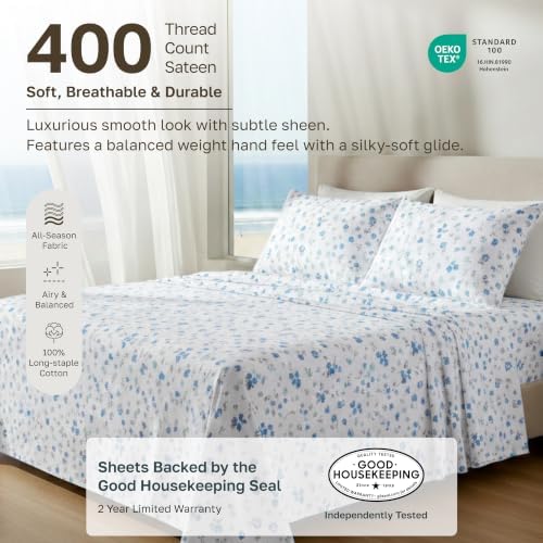 California Design Den Soft 100% Cotton Sateen Twin Bedsheets, 3 Pcs Set - Image 2