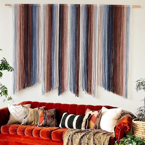 Macrame Wall Hanging Dip Dyed Large Yarn Wall Art Boho Home Decor 57"W*35"L by IOWER