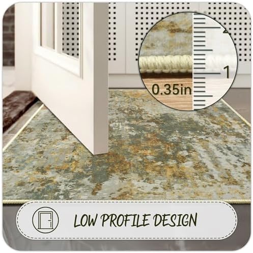 Green Rug Runners for Hallways Kitchen Non Slip Washable 2x6 Entryway Runner Rugs with Rubber Backing 6ft Long Carpet Runner for Laundry Bedroom, Low Pile Stain & Fade Resistant, Abstract Sage Green - Image 6