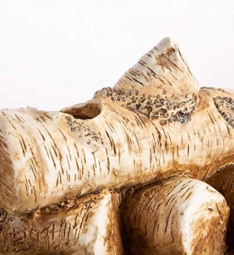 Plow & Hearth Faux Birch Wood Resin Logs Candle Holder for Fireplace | Romantic Ambiance Without Heat or Mess | Holds 8 Tea Lights| Realistic Sculpted Logs | 18" L x 10.5" W x 8" H (Birch) - Image 3