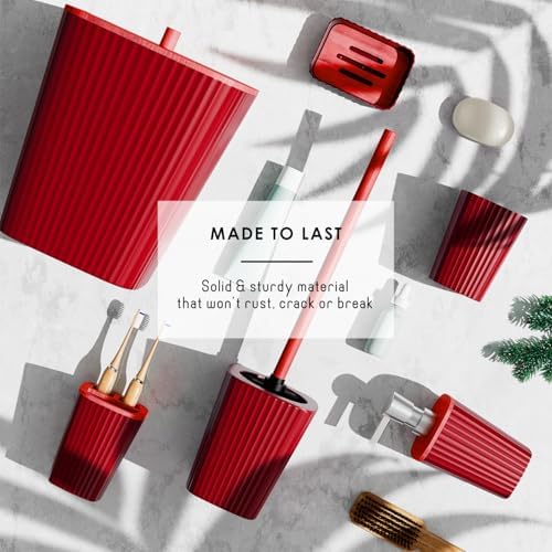 Clara Clark Bathroom Accessories Set - Christmas Shower Curtain Set, Xmas Bathroom Set, Christmas Bathroom Decor, Bathroom Accessory Set, Toilet Brush, Trash Can & Soap Dispenser - 19PC Set - Image 7