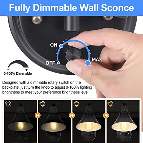TRLIFE Plug in Wall Sconces, Dimmable Wall Sconce Swing Arm Wall Lights Plug in, Adjustable Wall Mounted Light Wall Lights with 6FT Plug in Cord, E26 Base(Two Arms, 2 Pack) - Image 2