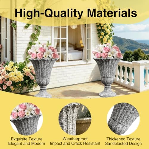 NicBex 24" Tall Urn Planters for Outdoor Plants Set of 2 - Grey Petal - Image 3