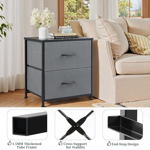 Nightstand Small 2 Drawer Dresser End Table Bedside Furniture - Image 4