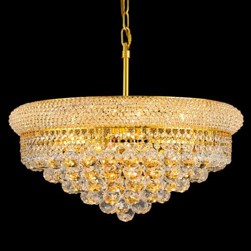 Gold Crystal Chandeliers for Dining Room，9-Lights D22 Inch by Gifarich