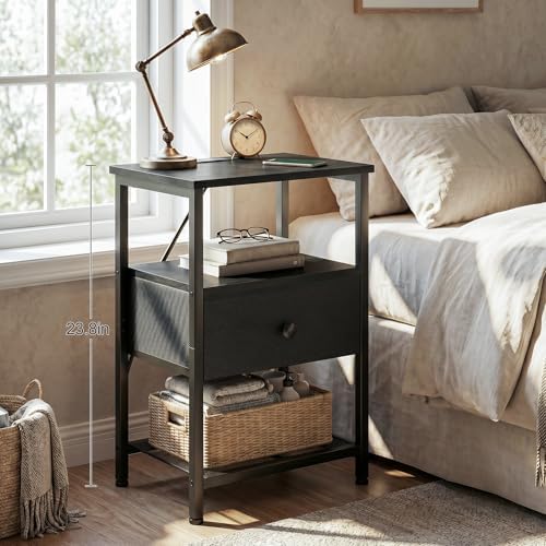 LOAKEKEL Night Stand, Small Nightstand with Charging Station - Image 3
