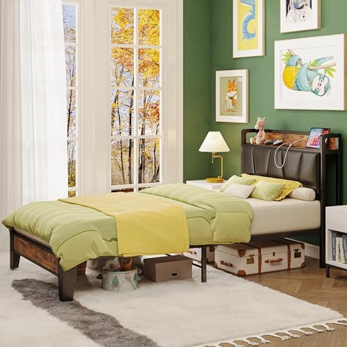 LIKIMIO XL Twin Size Bed Frame with Storage Headboard and Charging Station - Image 5