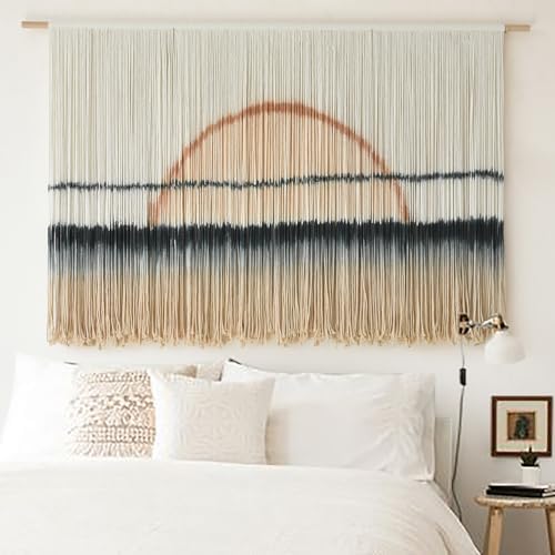 Jakalin Macrame Wall Hanging Sunset Dip Dye Boho Tapestry Handmade 57"x35" - Image 2