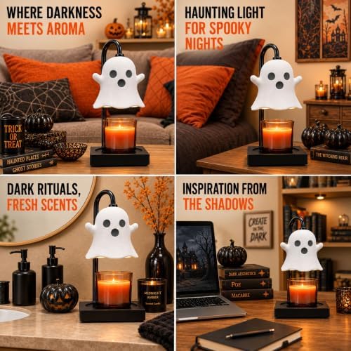 Ghost Candle Warmer Lamp with Timer, Dimmable Cute White Halloween Decor - Image 5
