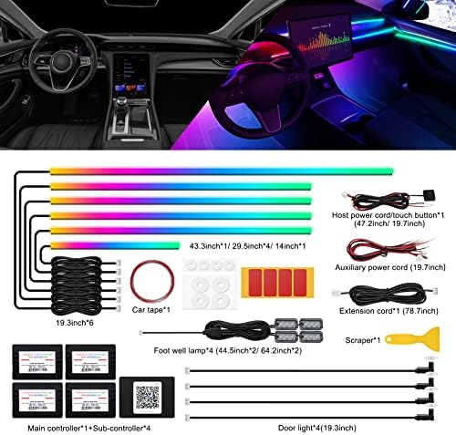Dreamcolor Acrylic Interior Car LED Strip Light with Wireless APP, RGB 14 in 1 with 175 inches 593 LEDs Fiber Optic Ambient Lighting Kits, 16 Million Colors Sound Active Function Car Neon Lights - Image 2