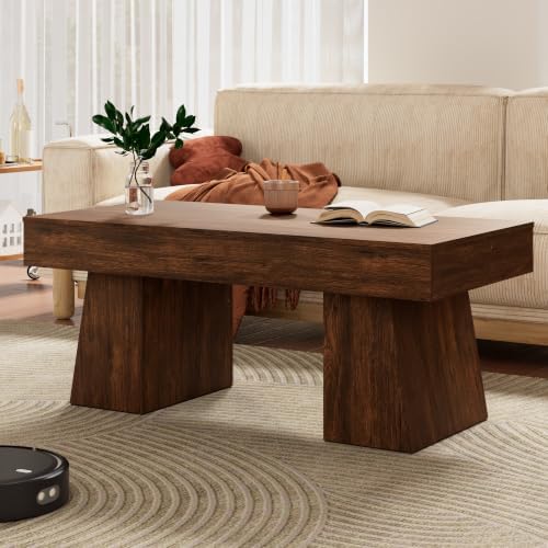 Farmhouse Coffee Table,Living Room Table,47 Inches Coffee Table with Thick Base, Accent Center Table for Living Room, Lounge,Tea Room Or Study,Rustic Brown Color by Unknown