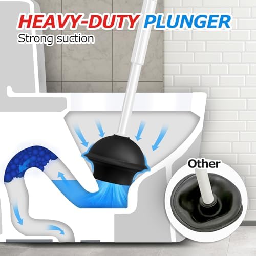 FORASTO 2in1 Toilet Brush & Plunger Set, Bathroom Essentials for Apartment - Image 3