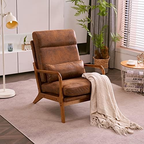 Karl home Accent Chair High Back Mid-Century Modern, Brown by Karlhome