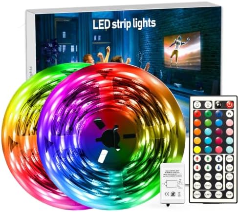 DAYBETTER Led Strip Lights 32.8 ft RGB Color Changing Lights Strip for Bedroom, Desk, Home Decoration, with Remote and Power Supply by DAYBETTER