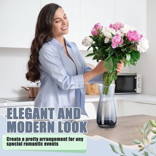 Thenshop 10 Pcs 8'' Tall Clear Glass Flower Vase for Bouquet, Smoke Grey - Image 4