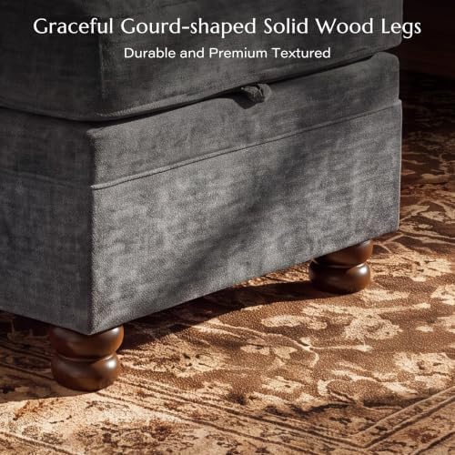 Traditional Accent Chair with Storage Ottoman, 41.3", Chenille, Dark Gray - Image 6