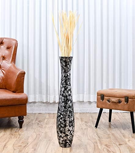 Leewadee Large Floor Vase 34 inches Mango Wood for Pampas Grass, Dried Flowers - Image 2