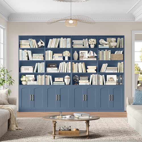 FACBOTALL Bookshelf and Bookcase with Doors, Double Wide Large Bookshelves - Image 4