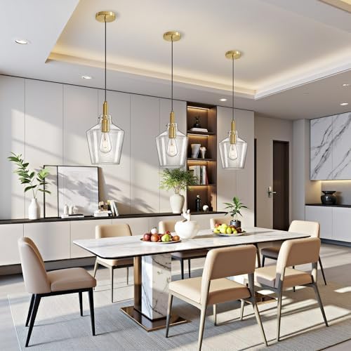 Seeded Glass Pendant Lighting for Kitchen Island Foyer 1 Pack Gold 8 Inch - Image 3