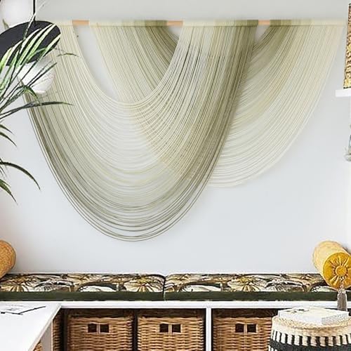 Macrame Wall Hanging Boho Tapestry Dip Dyed Ombre Moss Green 57"W*39"L - Image 3