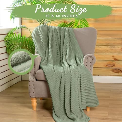 Buryeah 12 Pcs Flannel Blankets Bulk,Fall Outdoor Wedding, Sage Green - Image 3