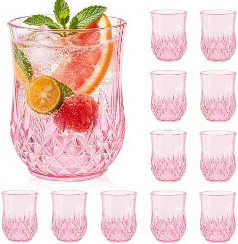 12 Pack Plastic Stemless Wine Glasses, 12oz Unbreakable Wine Cups by LEYIQU
