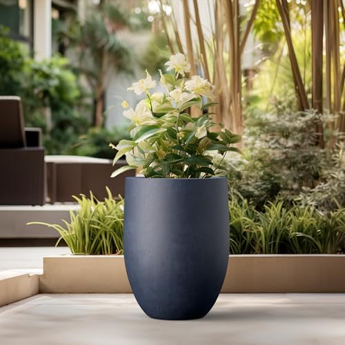 Kante Large Round Bullet Dusty Blue Concrete Planter 21.7" Tall, Outdoor - Image 5