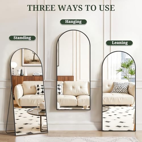 Mirror Full Length 56"x21", Arched Full Body Floor Mirrors with Stand - Image 6