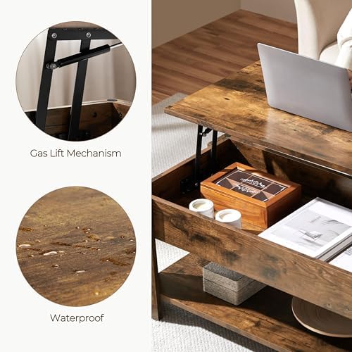 Yaheetech 47.2 in Lift Top Coffee Table with Storage Shelf, Rustic Brown - Image 6