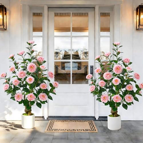 2 Pack 38" Artificial Camellia Tree, Artificial Trees Plants Outdoor - Image 6