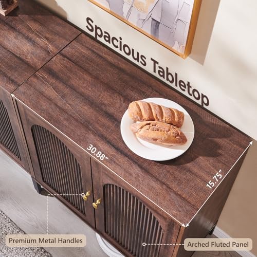 IFGET 34" Tall Modern Arched Sideboard Buffet Cabinet with Storage, Brown - Image 5