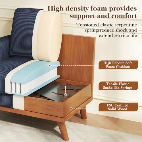 Vesgantti 38.5" Accent Chair Dark Blue, Comfy Corduroy Single Sofa Seat with Spring Cushion, Upholstered Armchair with Deep Seat, Reading Chair for Adults, Modern Sofa for Living Room, Bedroom - Image 3