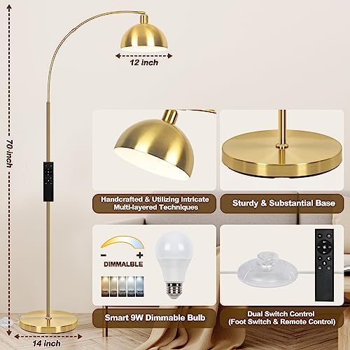 VenzBlomia Upgraded Arc Floor Lamps for Living Room, Gold, Dimmable - Image 5