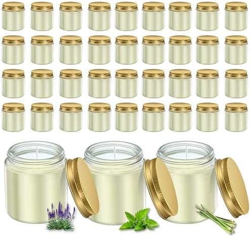 ACITHGL 36 Pcs 4oz Mini Mason Jar Candles Small Scented Candles Bulk Aromatherapy Ideal Souvenir Favors for Wedding Birthday Party (Sage, Mint, Citronella, Gold) by ACITHGL