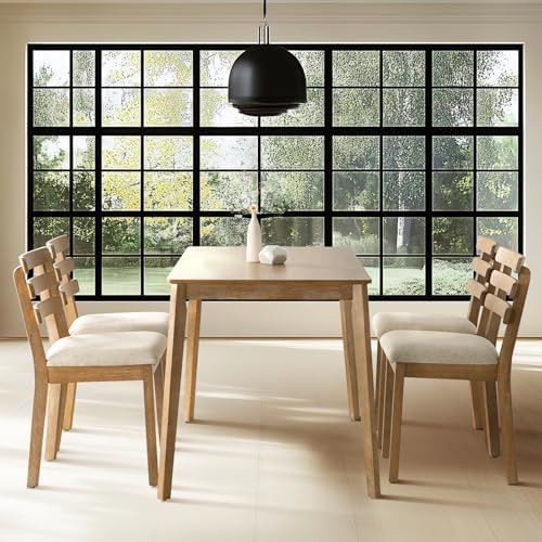 Farmhouse Dining Table Set for 4, Wooden Kitchen Table & Solid Wood Chairs by SIMTONAL