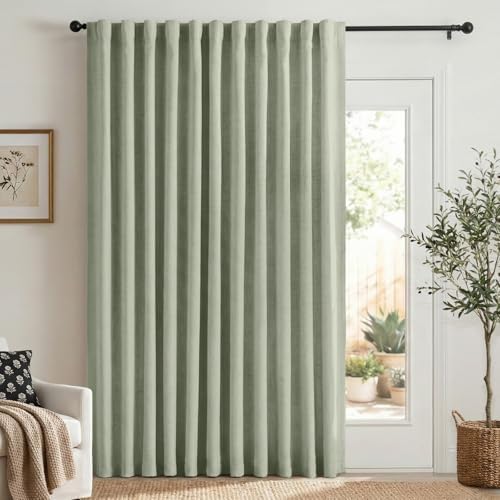Sage Green Total Blackout Sliding Door Curtains 84 Inches Long by 100BlackoutShield
